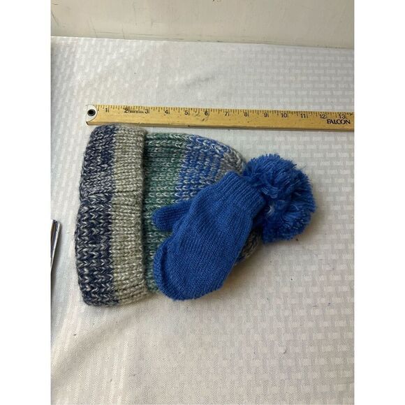 Swiss tech toddler mitten set with hat blue new - Picture 3 of 3
